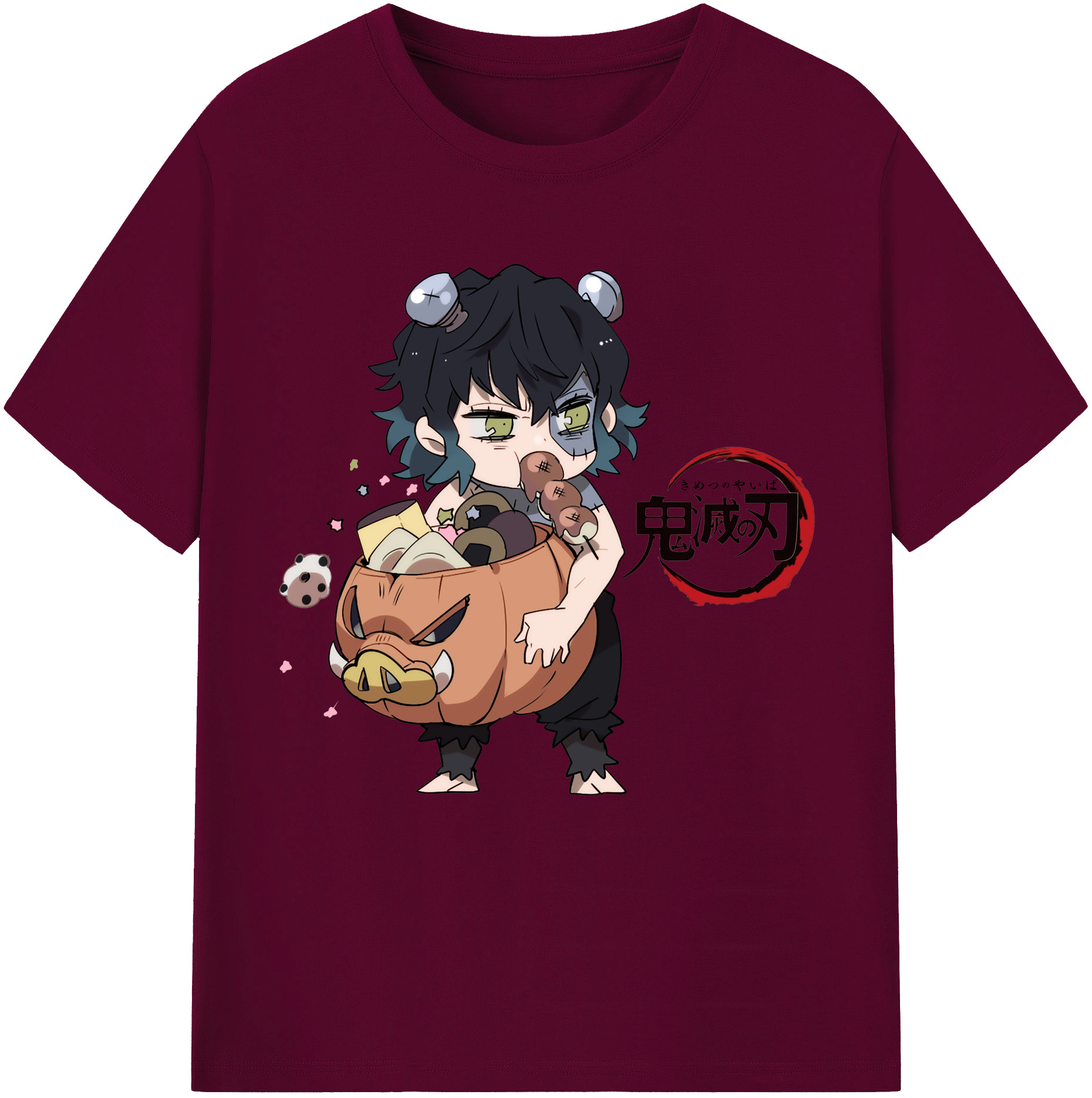 （画像用） 鬼滅の刃（きめつのやいば）嘴平 伊之助／はしびら いのすけ Hashibira Inosuke レディースカジュアルプリントTシャツ（綿100％）
